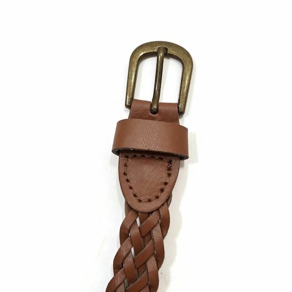 Leather Brown Belt Unisex Fashion Criss Cross Design Webbing XL 47.25" Long - Picture 3 of 5